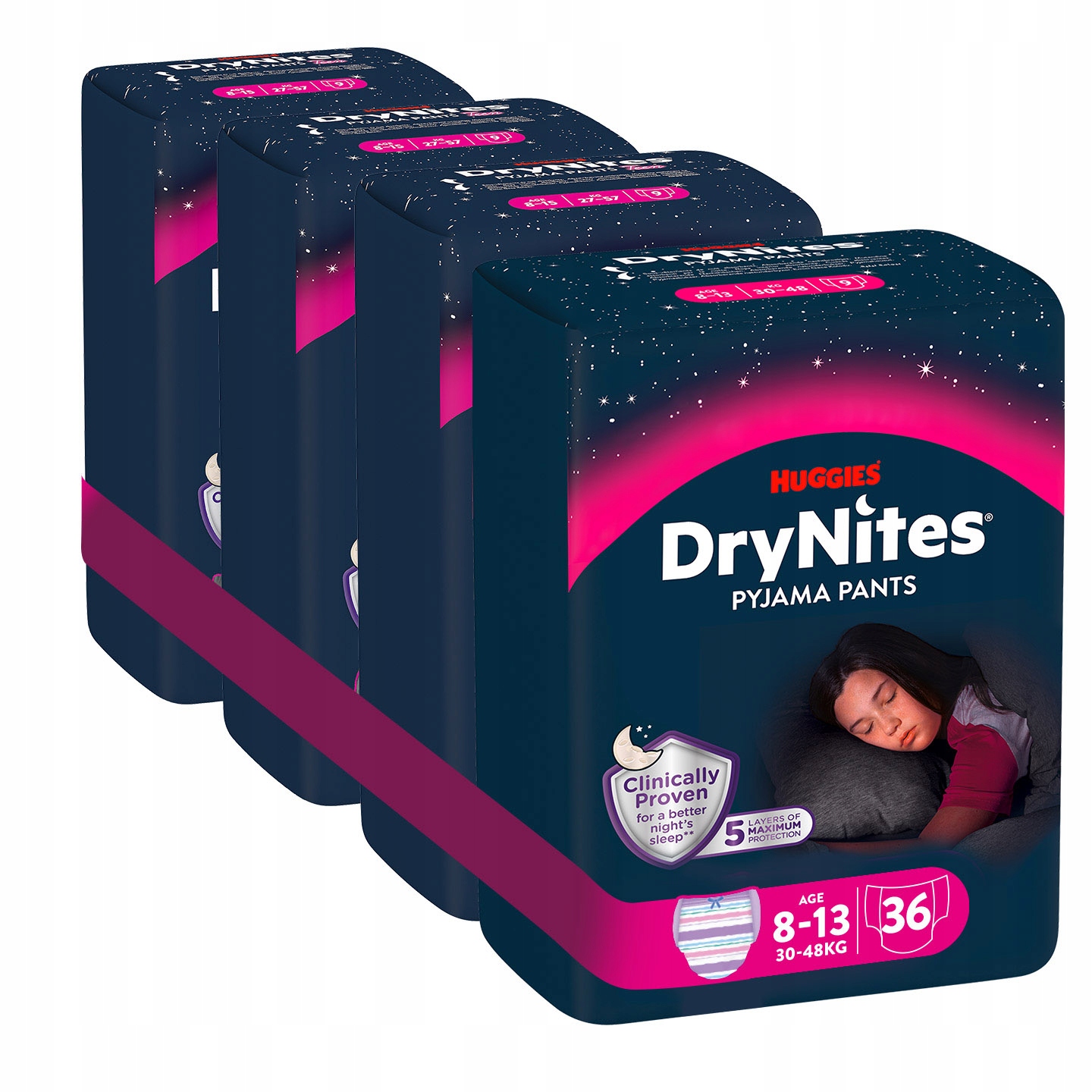 Huggies DryNites Pants Girl 8-13 lat (30-48kg) 4x9szt