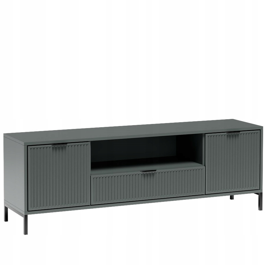 STOLIK SZAFKA LS-4 RTV-165 ryflowane fronty STONE GREEN + CZARNE NOGI