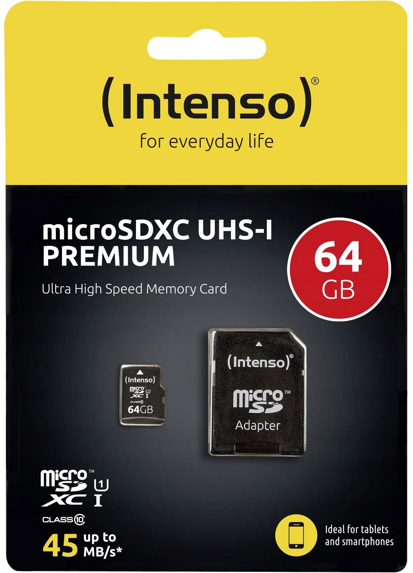 Karta pamięci INTENSO microSDXC UHS-I 64GB Premium Pojemność karty 64 GB