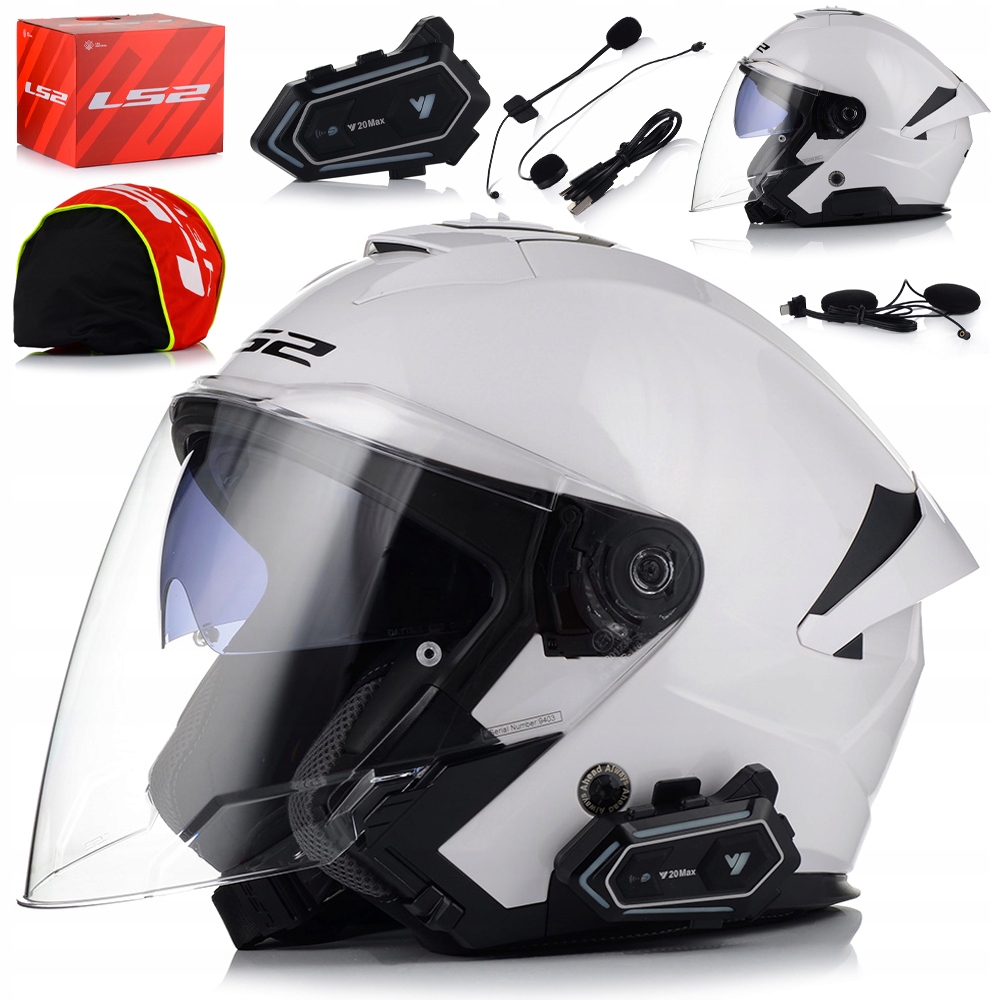 Otvorená Motocyklová Prilba LS2 OF618 Verso II Biela Clona Interkom