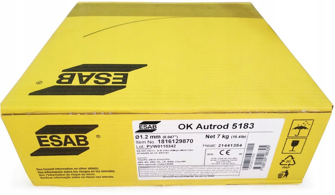 Drut do aluminium AlMg4,5Mn fi 1,2 7kg Esab 5183