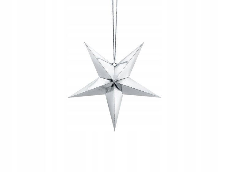

Gwiazda Papierowa Metaliczna Srebrna 30 CM