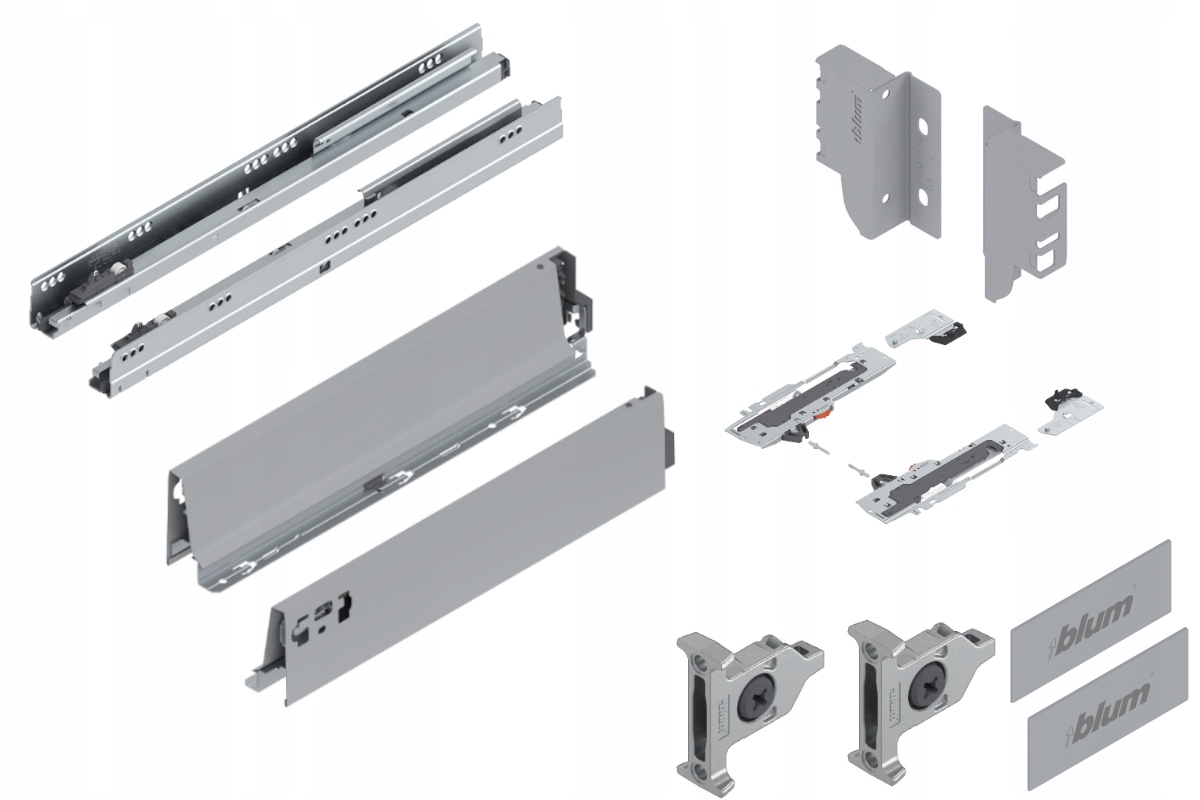 Blum Šuplík 450 Zásuvka nízká Tip-On M šedá