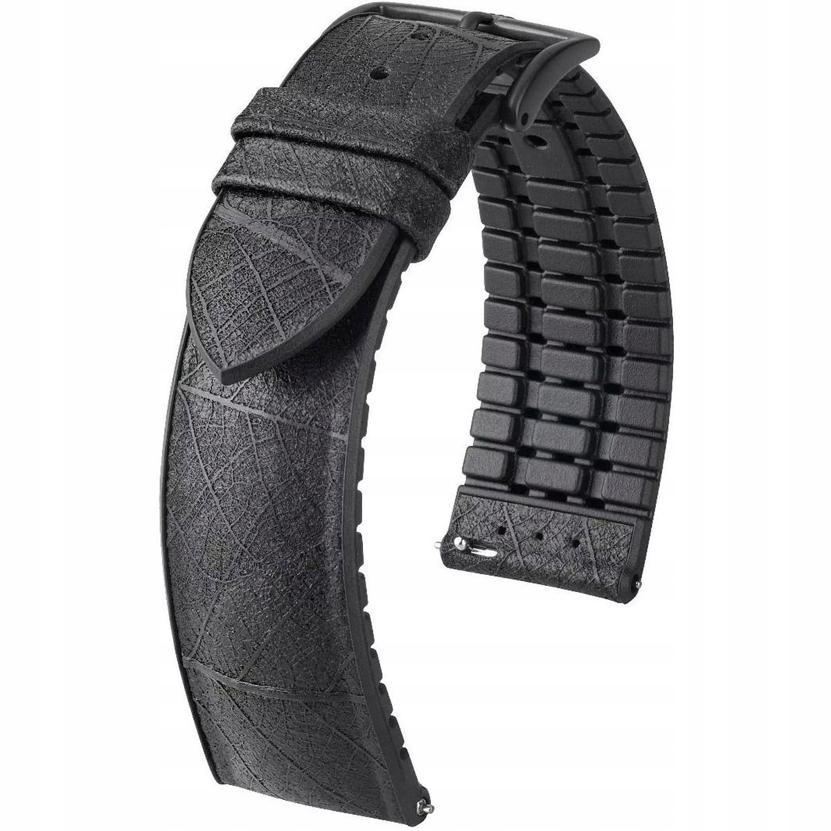 Černý kaučukový pásek 22 mm Hirsch Leaf 0925046050-5-22