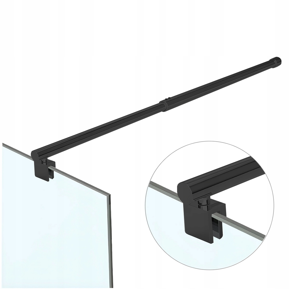 Držák Stabilizátoru Kabiny Sprchového Skla Kulatý Nastavitelný 75-125 CM