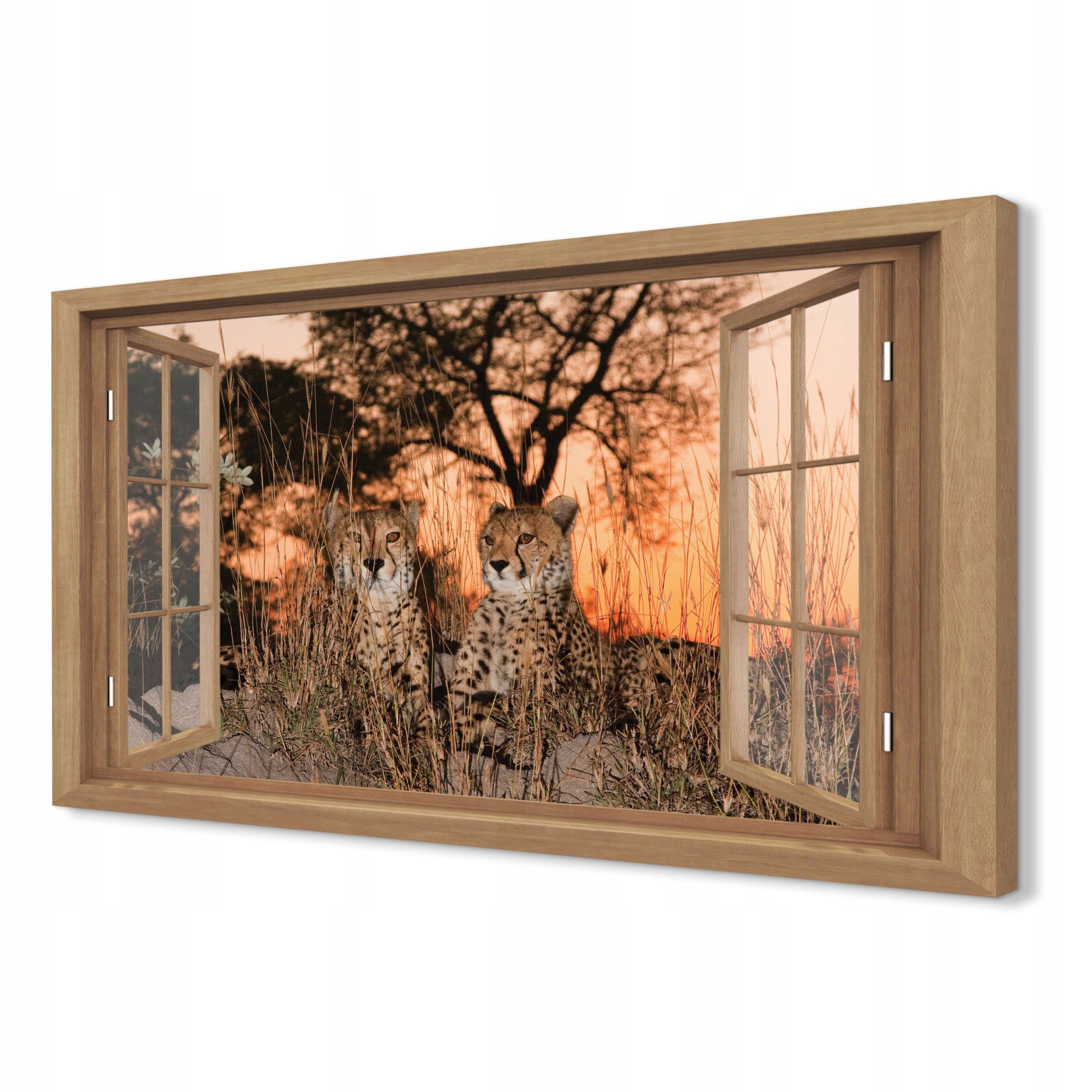 Obraz okno canvas 3d 120x80 Gepardy západ zvíře