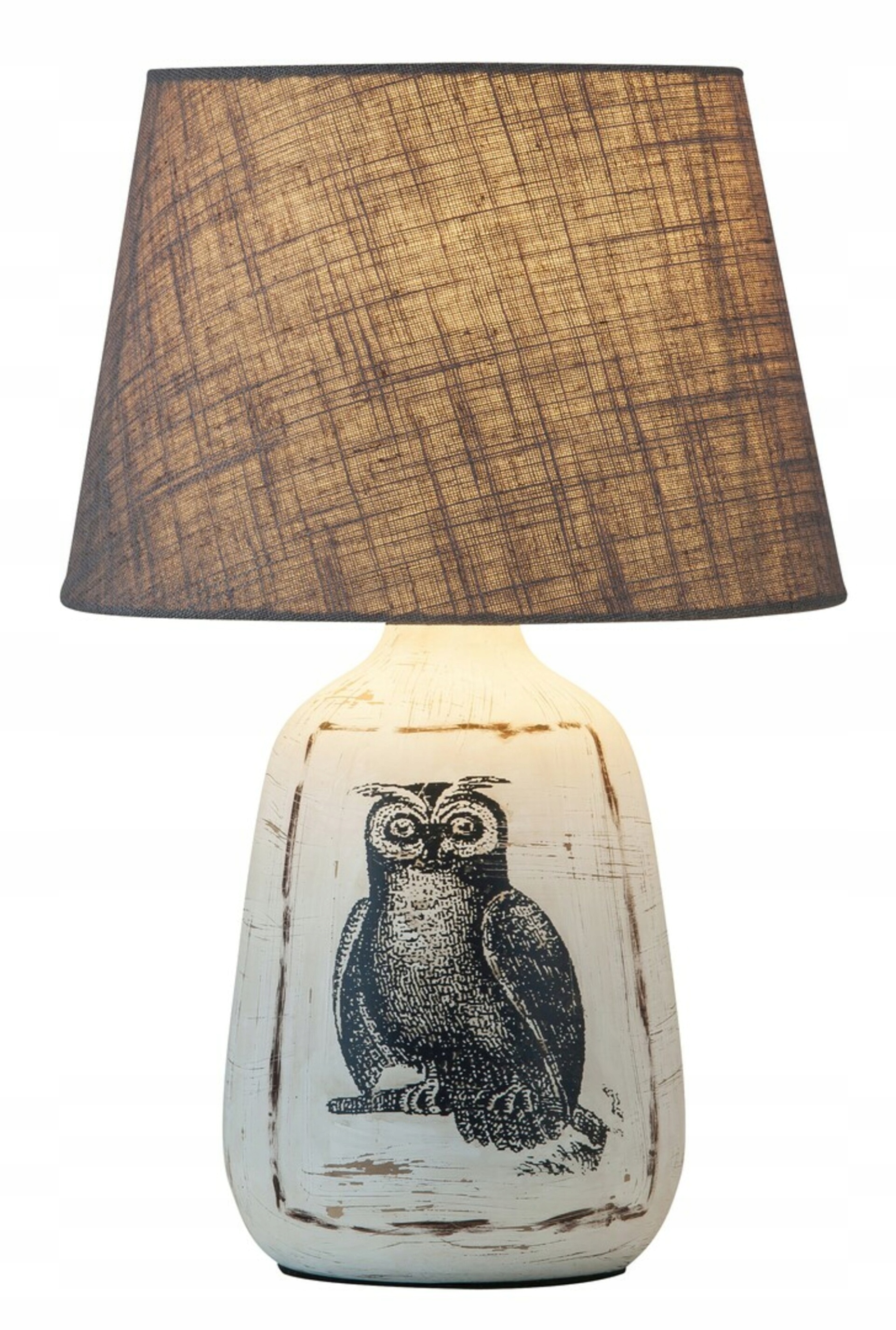 Rabalux Dora stolná lampa E27, 1x 40W, vintage biela so sovou, keramika