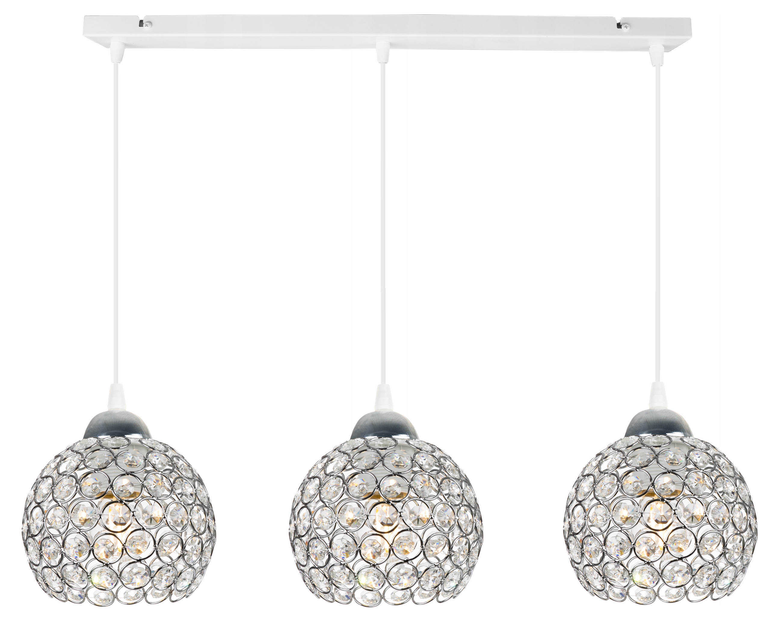 Závěsná Stropní Lampa Chrom Trojitý Lustr Stropní Svítidlo Glamour Křišťály