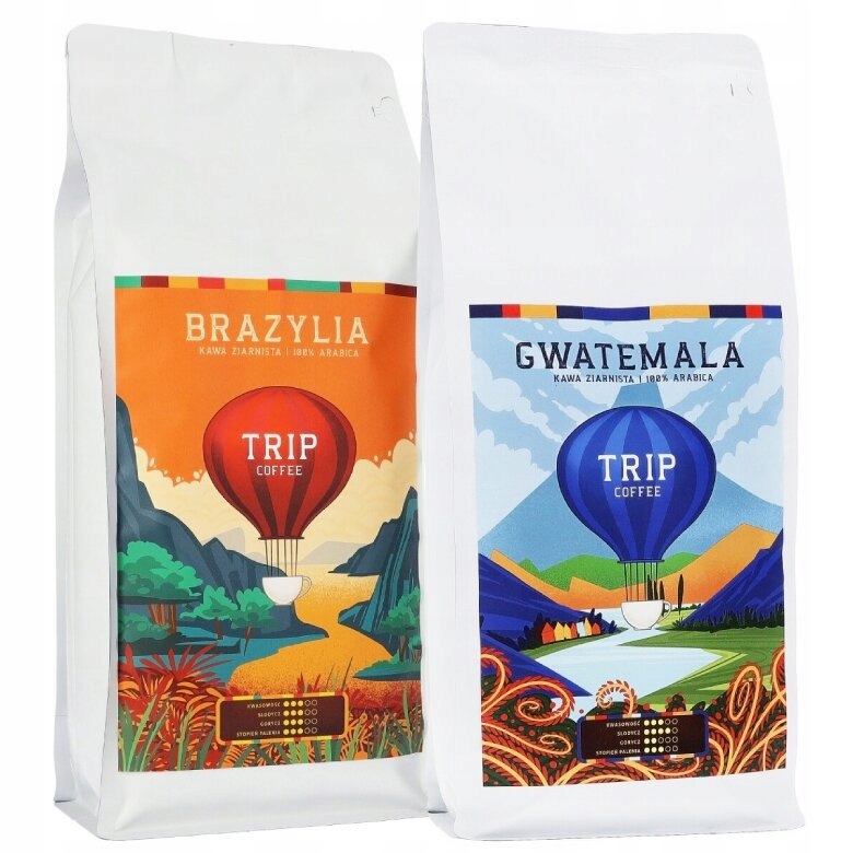 Zestaw 2x1kg (Kawa ziarnista Trip Coffee Brazylia 1kg Gwatemala 1kg)
