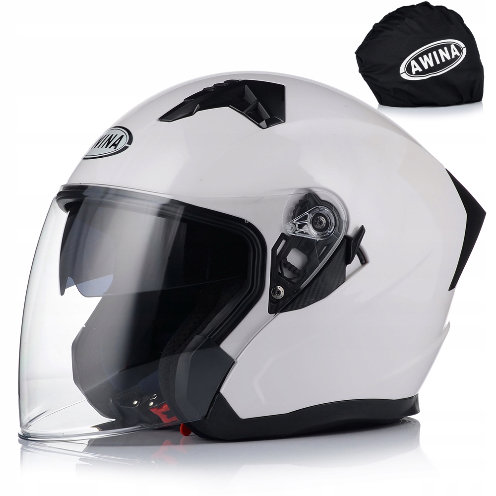 Otvorená Motocyklová Prilba Awina JK528 Biely Lesk Skúter Chopper Clona