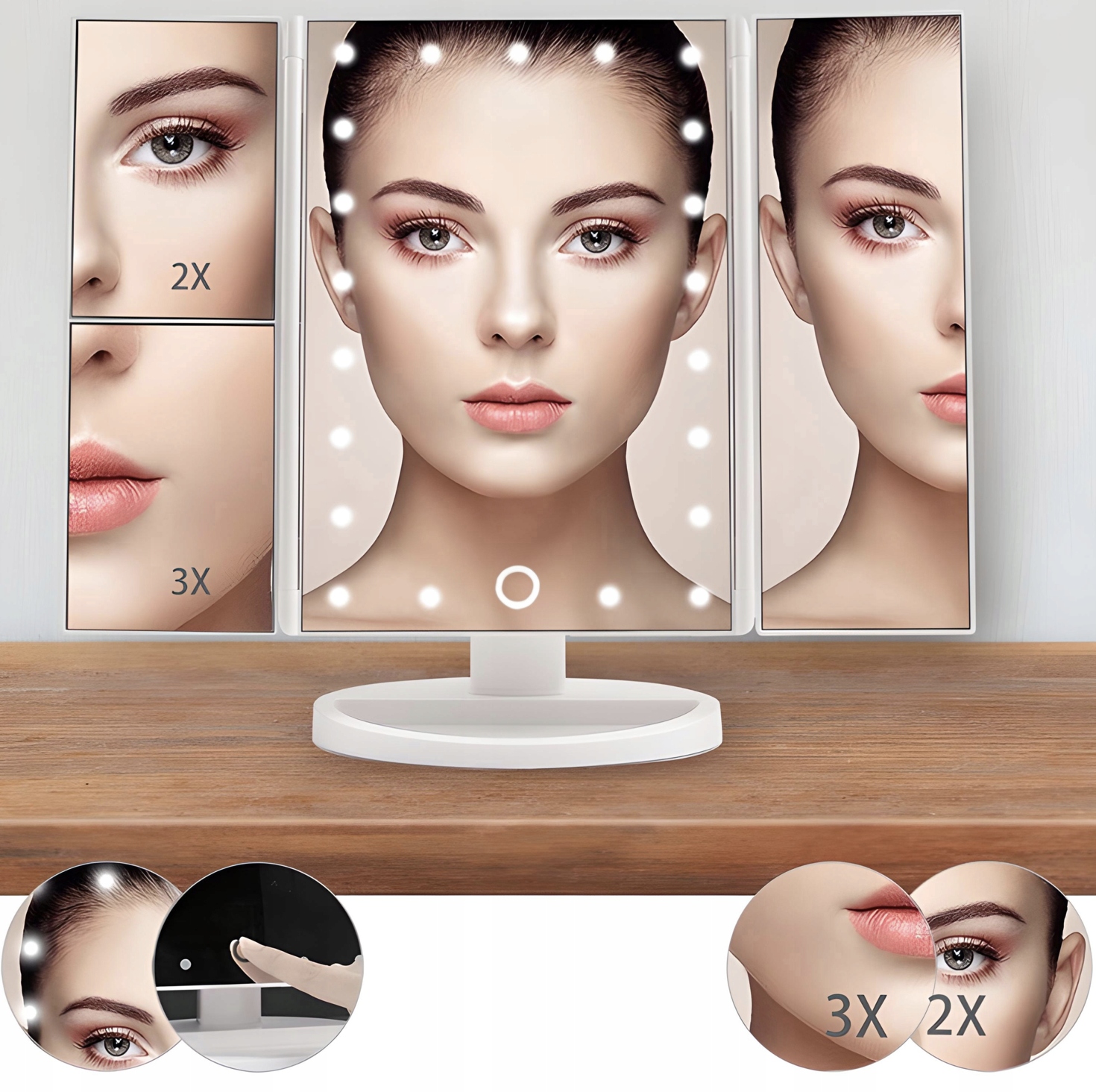 PODŚWIETLANE LUSTERKO DO MAKIJAŻU STOJĄCE LED Stan opakowania oryginalne