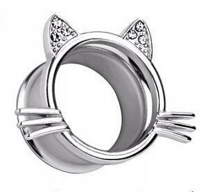 

Tunel siodłowy kot wąsiki cyrkonie srebrny 10 mm