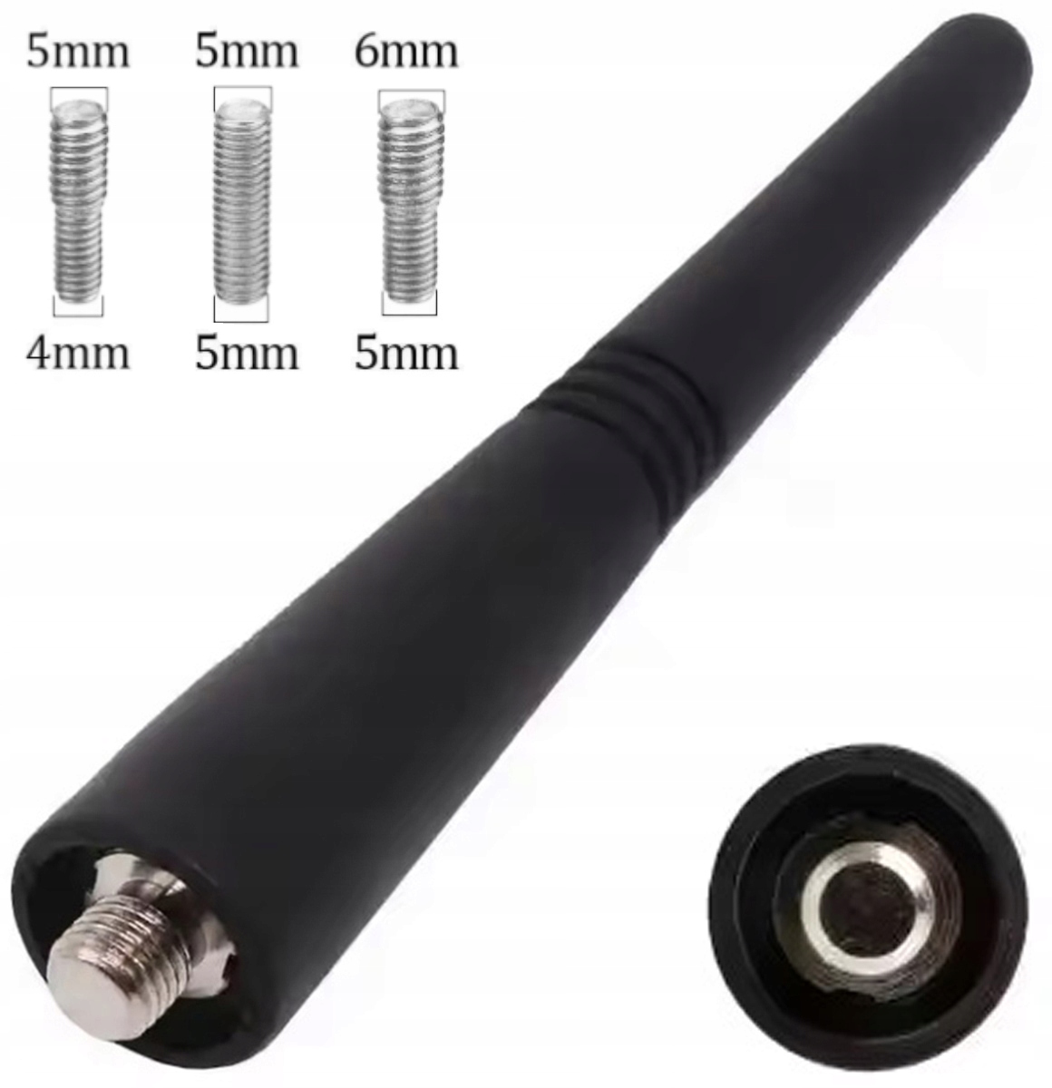 ANTENA SAMOCHODOWA RADIOWA FM RADIO BAT MASZT 9CM + 3 ADAPTERY CZARNA DA147 Model DA147