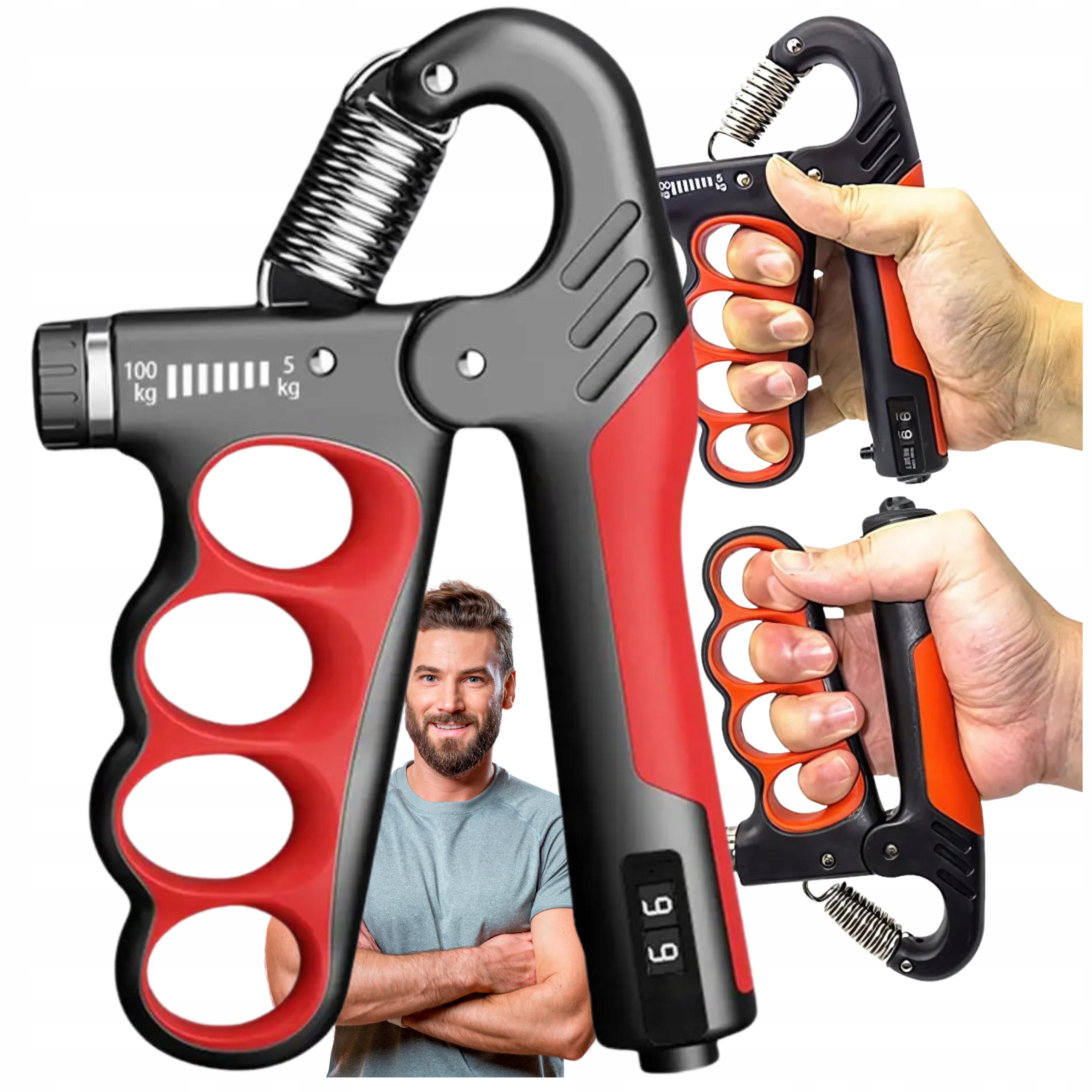 Ściskacz Do Rąk Dłoni 100KG z Regulacją Licznikiem Mocny PREMIUM Trening