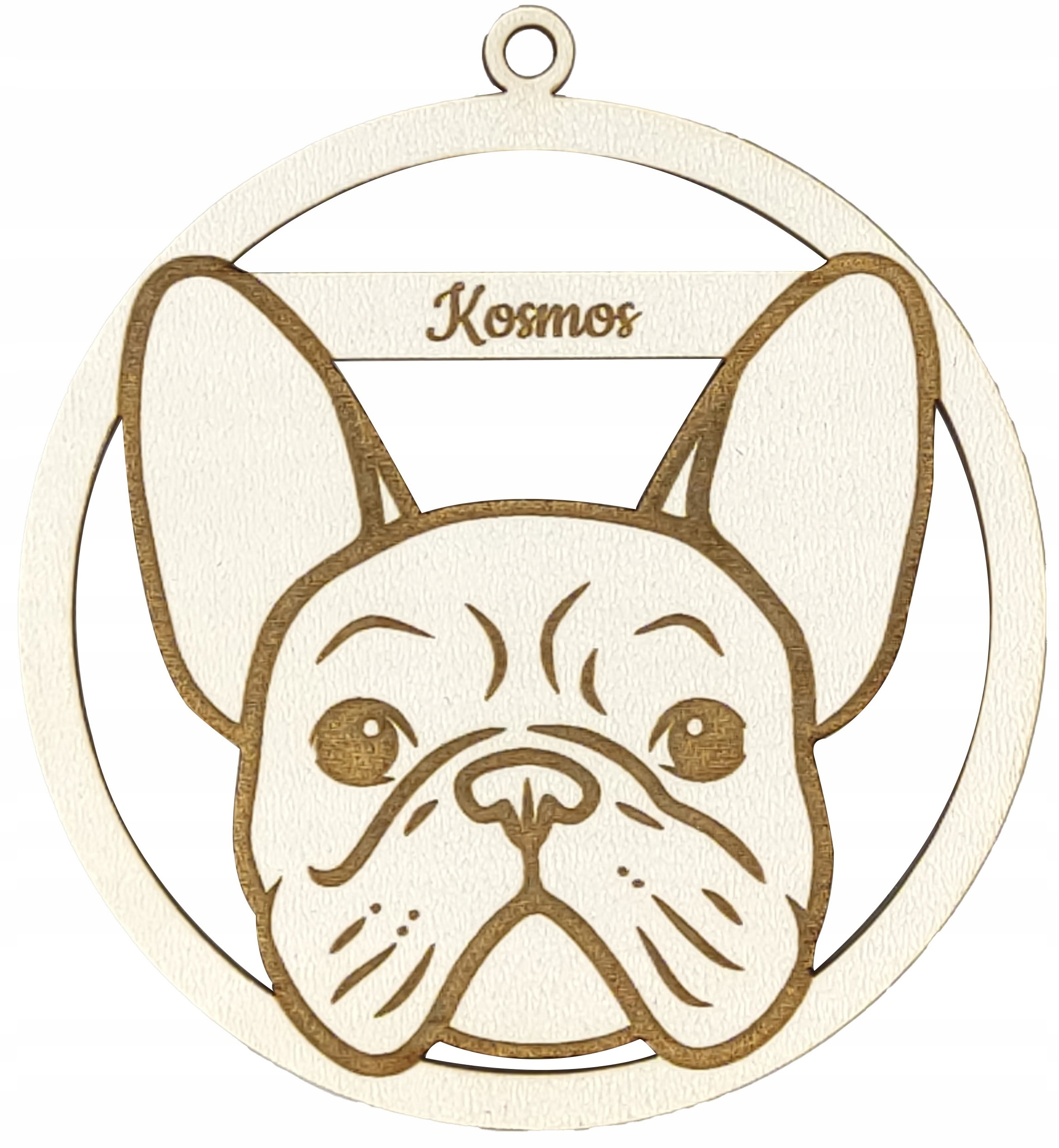 

Drewniana Bombka Głowa Psa Na Choinkę Zawieszka