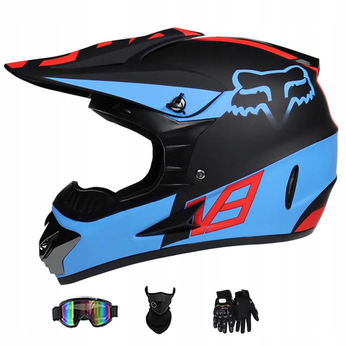 Motocyklová Přilba Lehká Enduro Quada Brýle Rukavice Maska M