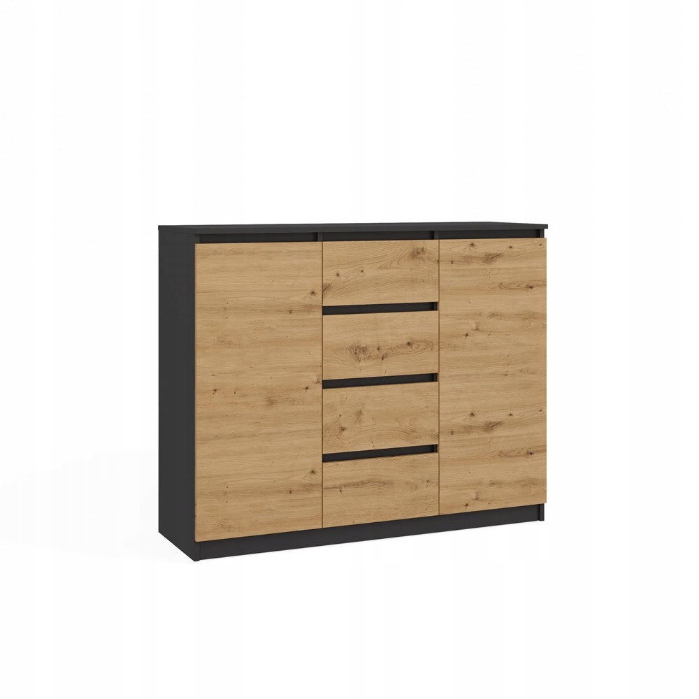 Komoda 2D4S 120 CM Skrinka 2 Dvere 4 Zásuvky Dub Artisan Doska Antracitová