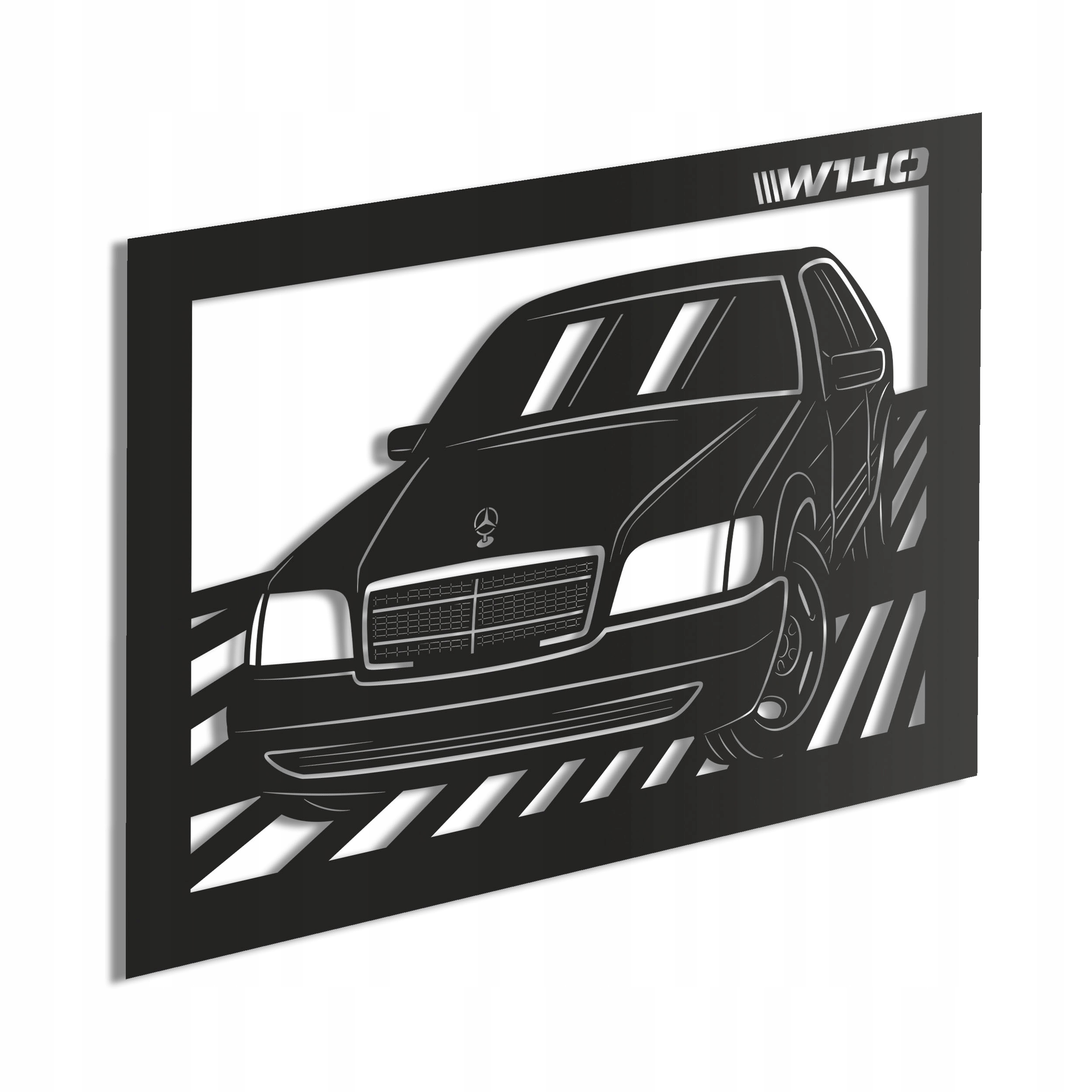 Dřevěný 3D obraz Mercedes W140 Nástěnná Dekorace Dárek XL