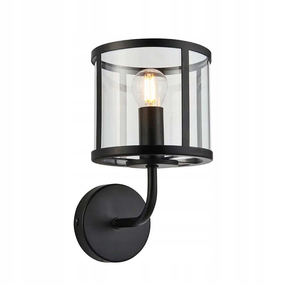 Endon Nástenná lampa čierna matná sklenená valcová 1xE14 7W