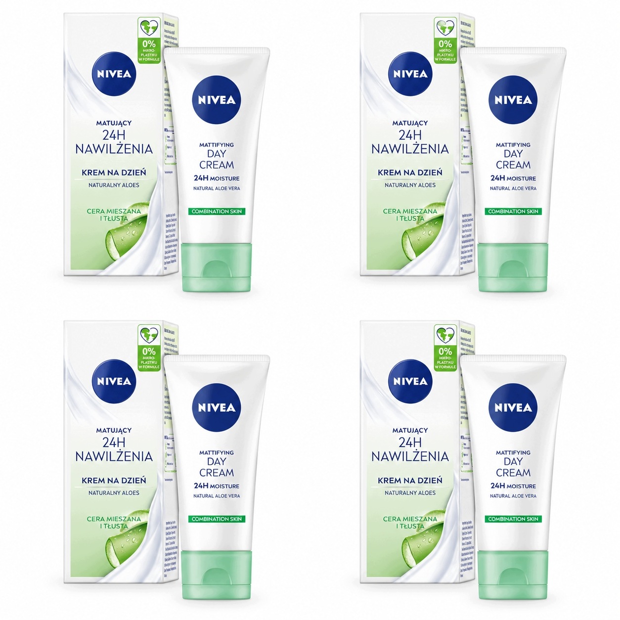 Nivea Nawilżenia Matujący Krem nawilżający na dzień z aloesem 50ml x4