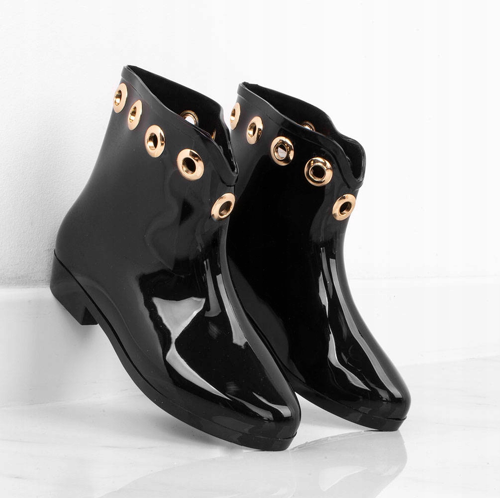 5836 CZARNE KRÓTKIE KALOSZE BOTKI BŁYSZCZĄCE 37 Oryginalne opakowanie producenta folia