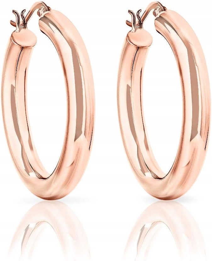 Náušnice stříbro 925 Sterling růžové, pozlacené, průměr 35 mm