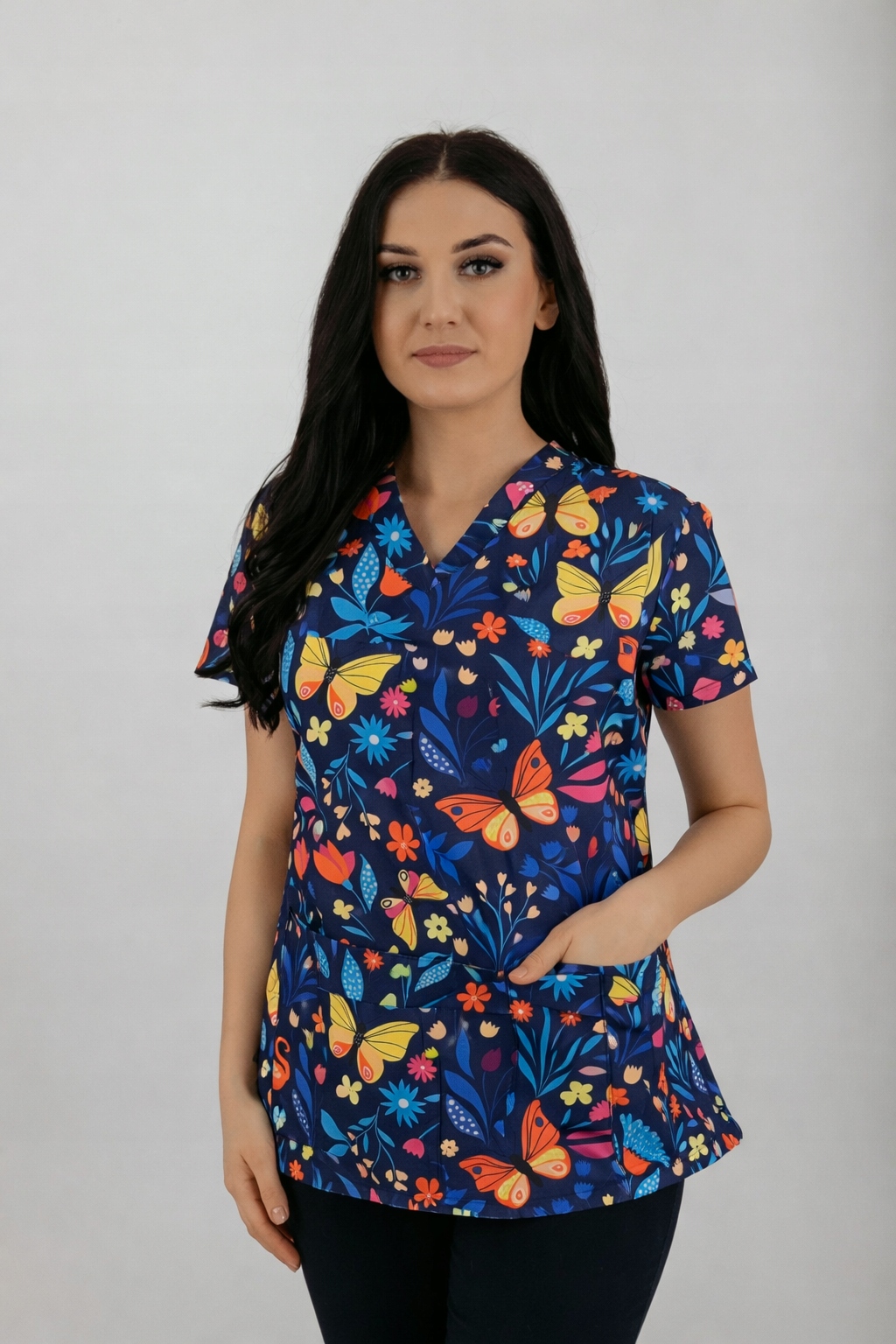 Bluza Medyczna Damska Martex M-404G Kolorowe Motyle XXL