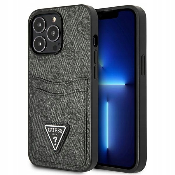 Pouzdro pro iPhone 13 Guess 4G Triangle Cardslot černé