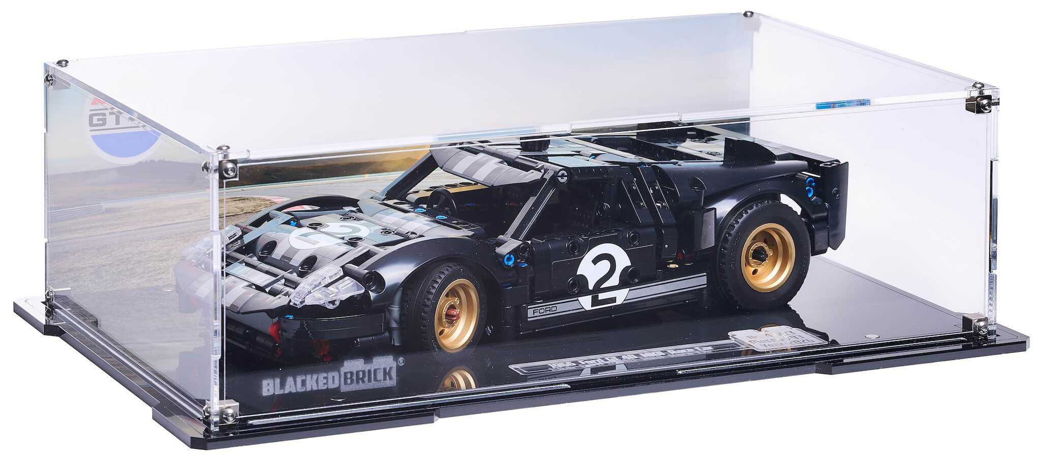 Vitrína s pozadím Blacked Brick pre Lego 42223 Technic 1966 Ford GT40 Mki