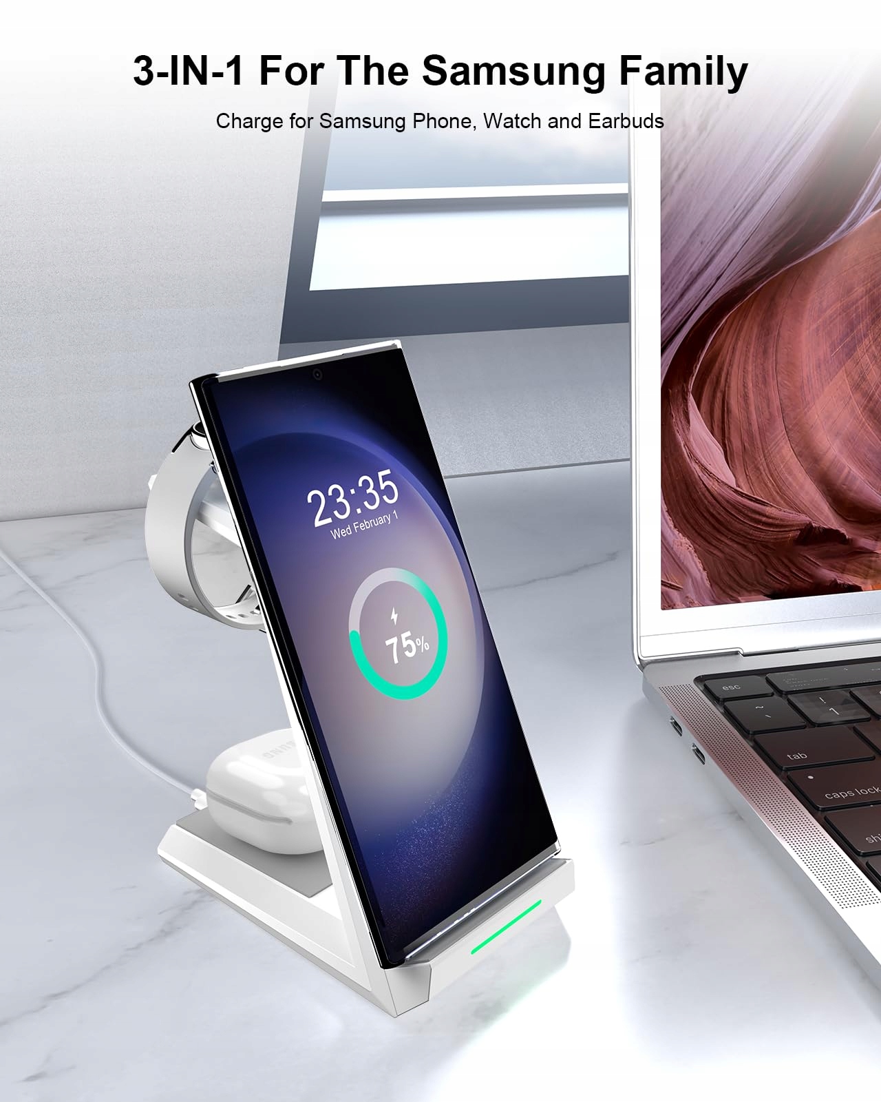 NANAMI Stacja Ładowania Indukcyjna 3w1 Dla Samsung Galaxy Watch i Buds — miniatura 2