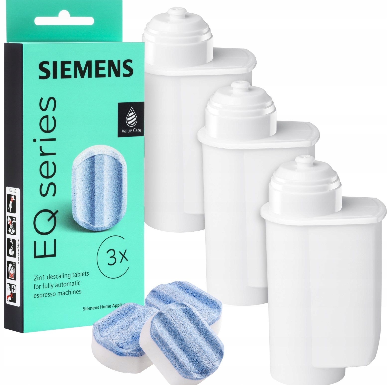 3x Filtr do ekspresu Siemens Eq Tabletki Odkamieniacz Siemens