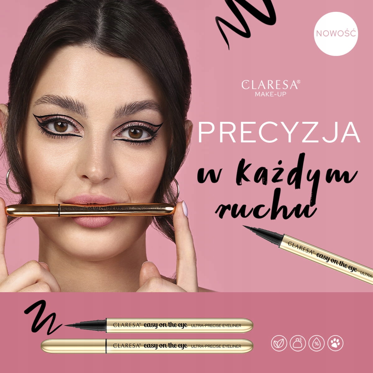 CLARESA Eyeliner 01 EASY ON THE EYE - Precyzyjna Kreska Kod producenta 5903819803754