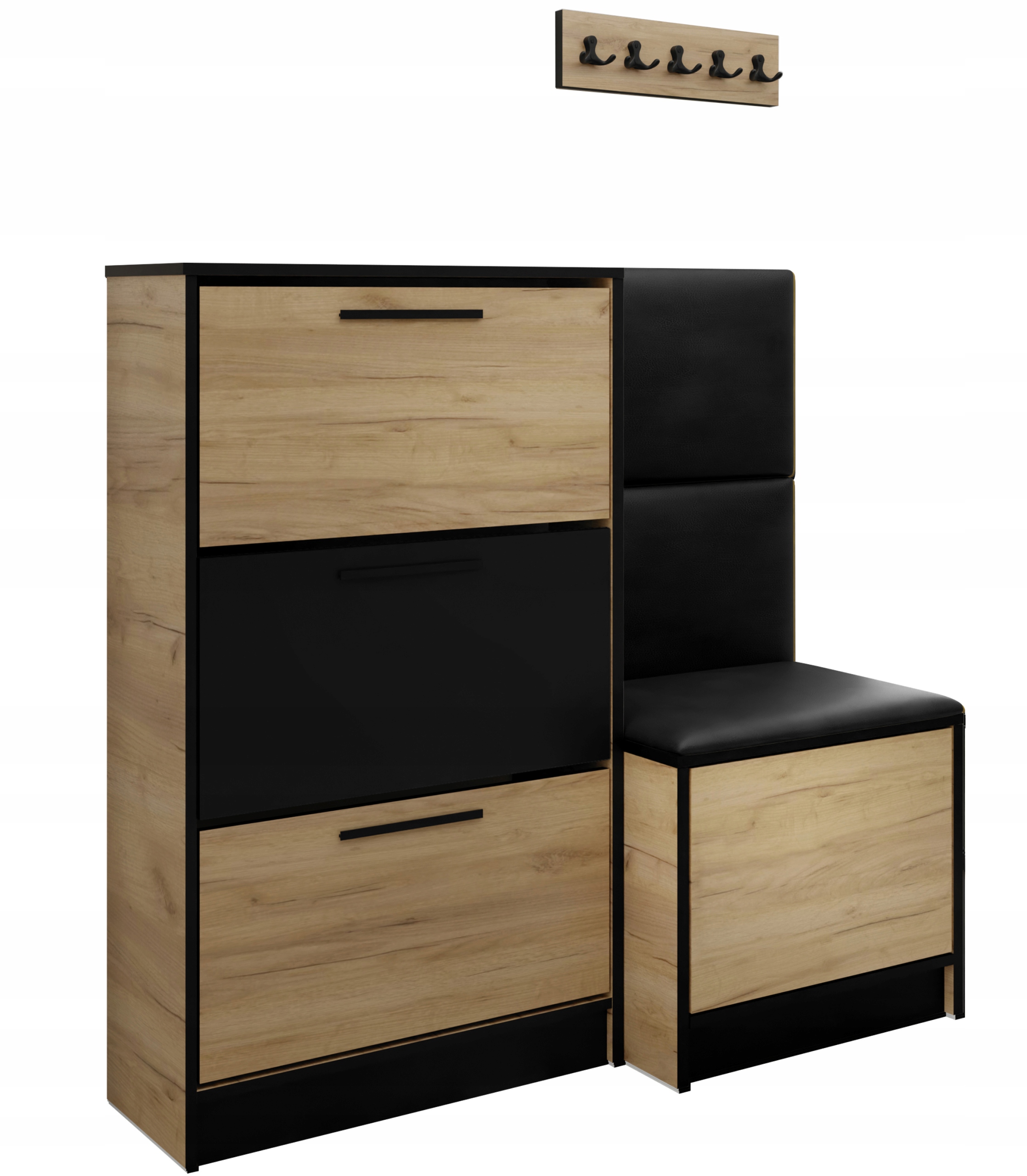 Sada Kubi botník a sedák dub craft zlatý ekokůže černá