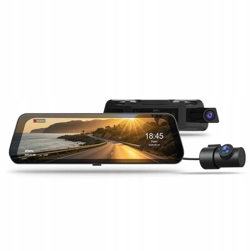 Xblitz Videorekordér v zrkadle 4K Hdr s Full Hd cúvacou kamerou na zadnej strane