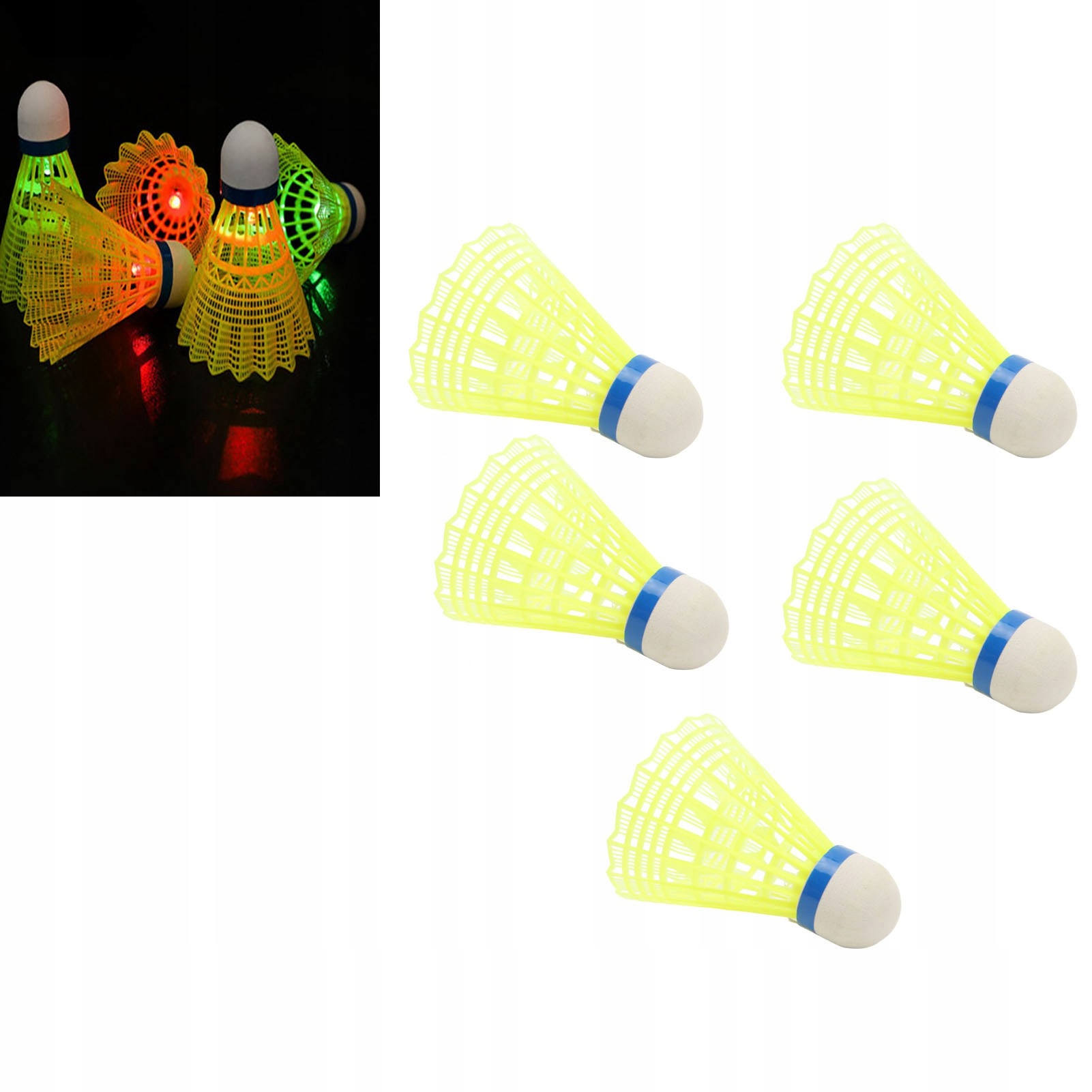 Lotki Do Badmintona Nocny Świecący Badminton Zielone 5SZT