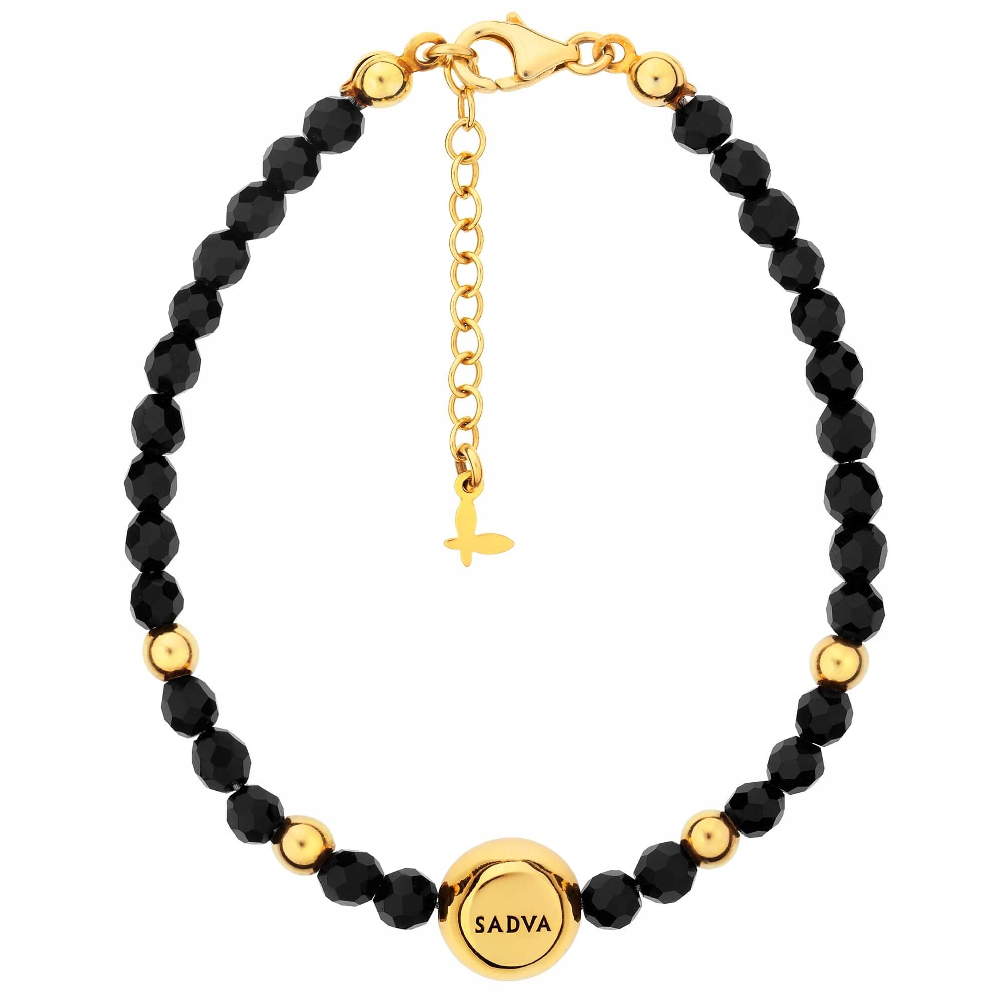 

Bransoletka srebrna pozł kulka czarn koralik Sadva