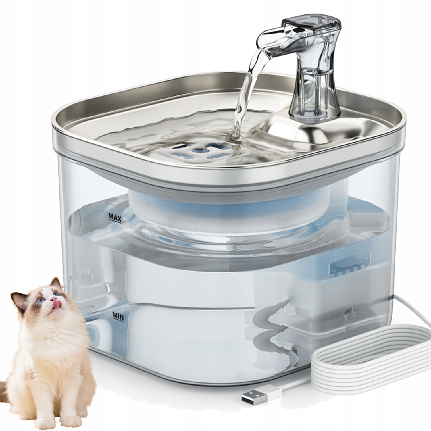 Levně Automatický Dávkovač Vody S Tichou Pumpou A Kontrolou Teploty Pro Kočky