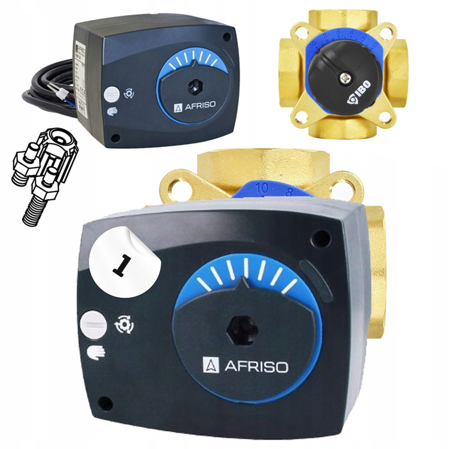 Sada 4-CESTNÝ Zmiešavací Ventil DN25 1 Palcový 3-BODOVÝ Valec Afriso Arm