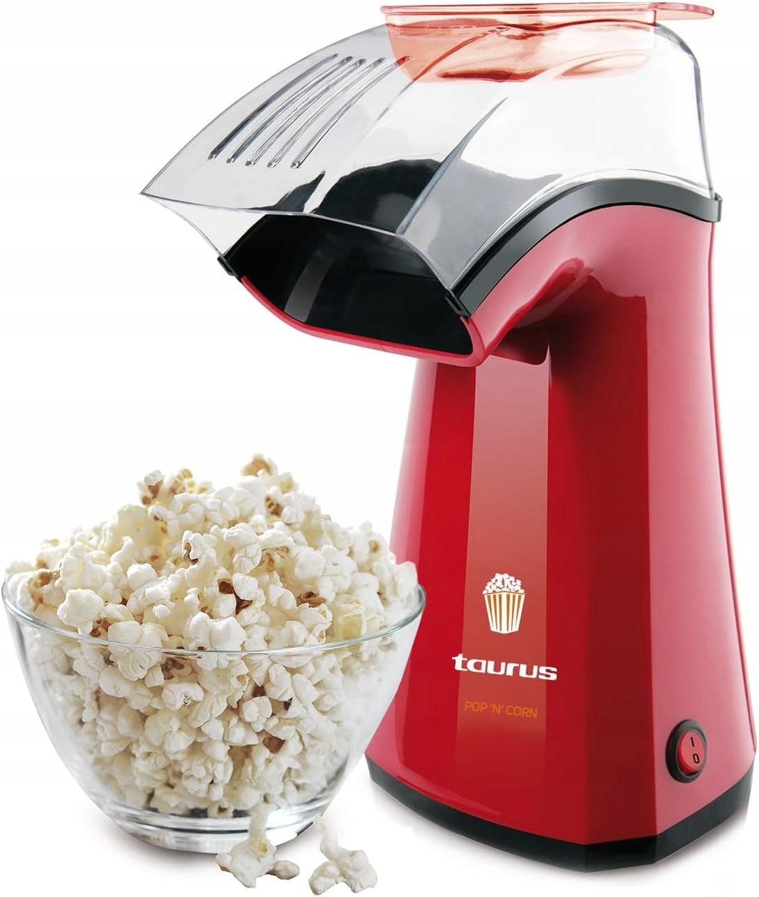 Strojek Na Popcorn 1100W Horký Vzduch Retro Kompaktní Červený