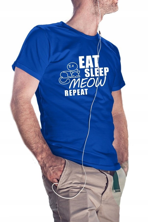 

Koszulka męska Eat Sleep Meow Repeat niebieska M