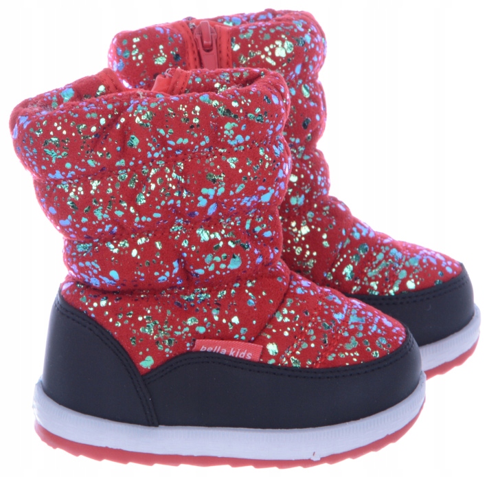 Zimowe Ciepłe Kozaczki Kalosze zamek Czerwone 26