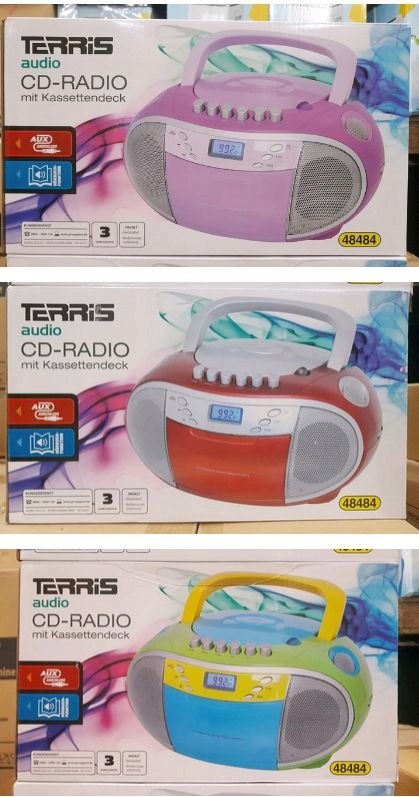 BOOMBOX radio TERRIS CD AUX magnetofon RADIOODTWARZACZ KASETA 3 kolory Złącza minijack