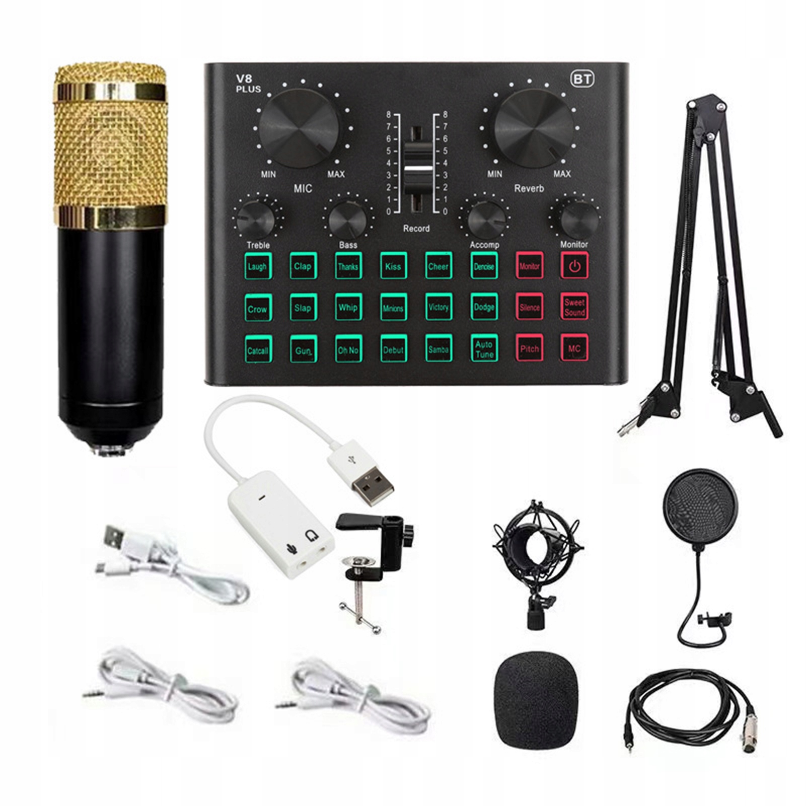 Sound Card Microphone Set V8 Plus Soundcard
