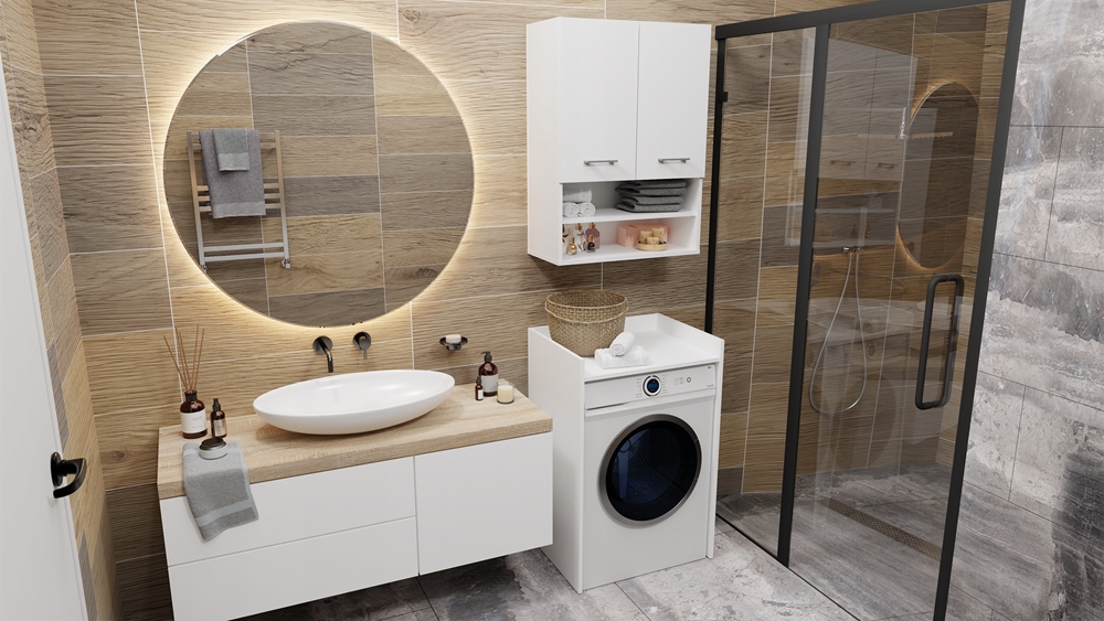 SZAFKA ŁAZIENKOWA NA PRALKE POLA NP - BIEL Wykończenie matowe