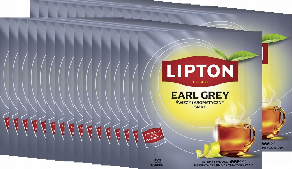 Herbata Earl Grey czarna w torebkach Lipton Lemon 92szt x32
