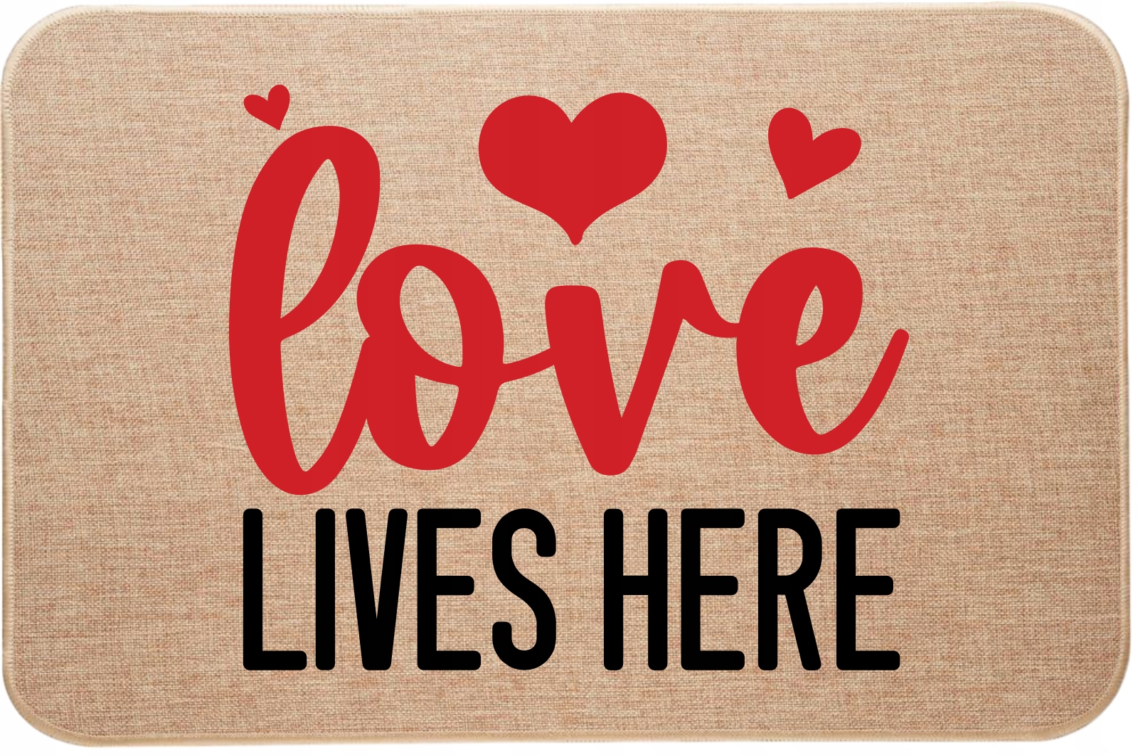 Lněná rohožka Dárek Zde žije Láska a Společenská Láska