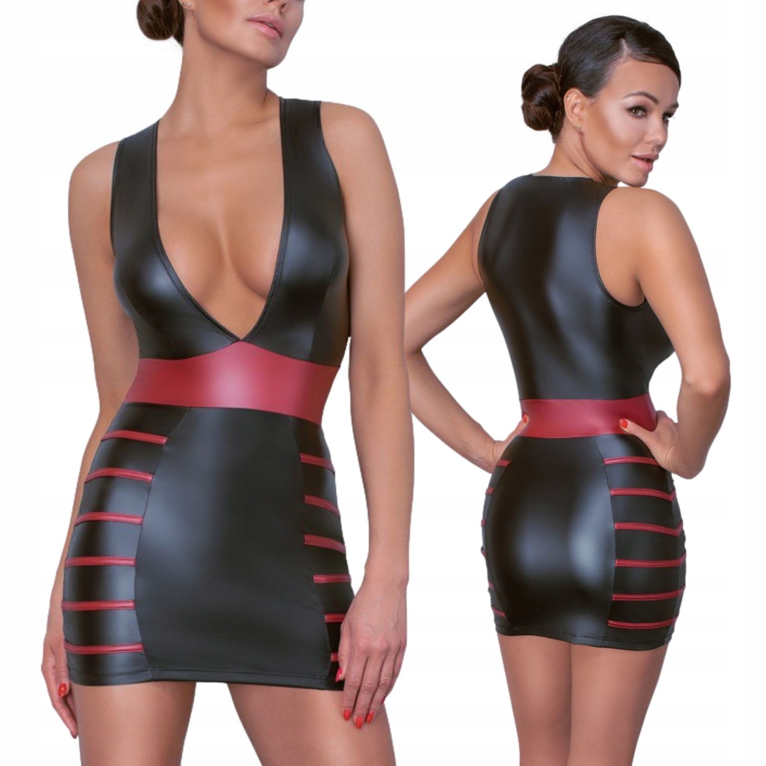 Černo-bordó šaty sukně XL Dress Black/Red Cottelli