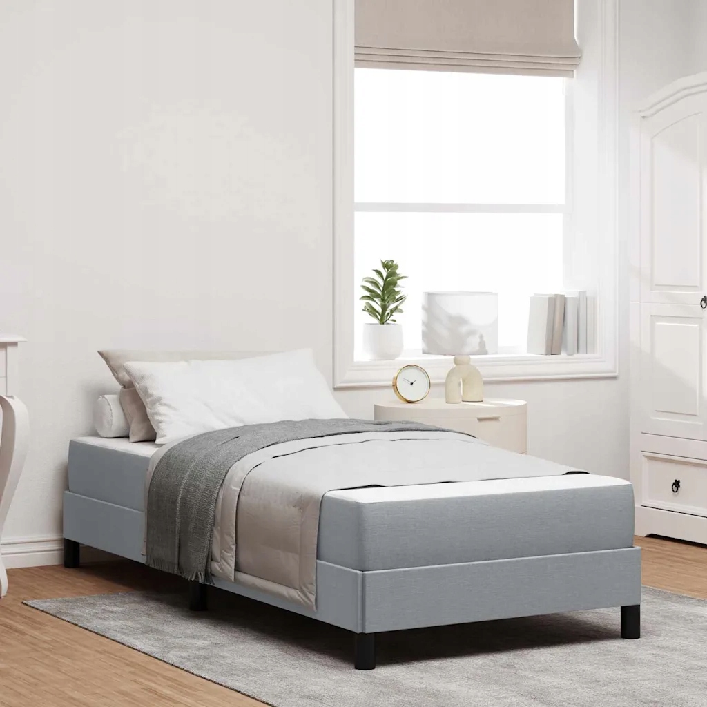vidaXL Postel s boxspringem s matrací Světle šedá 90 x 200 cm textil