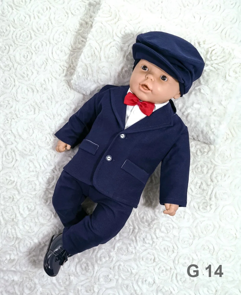 5-CZĘŚCIOWY GARNITUR DO CHRZTU GRANATOWY dla chłopca G14 80 Angelino