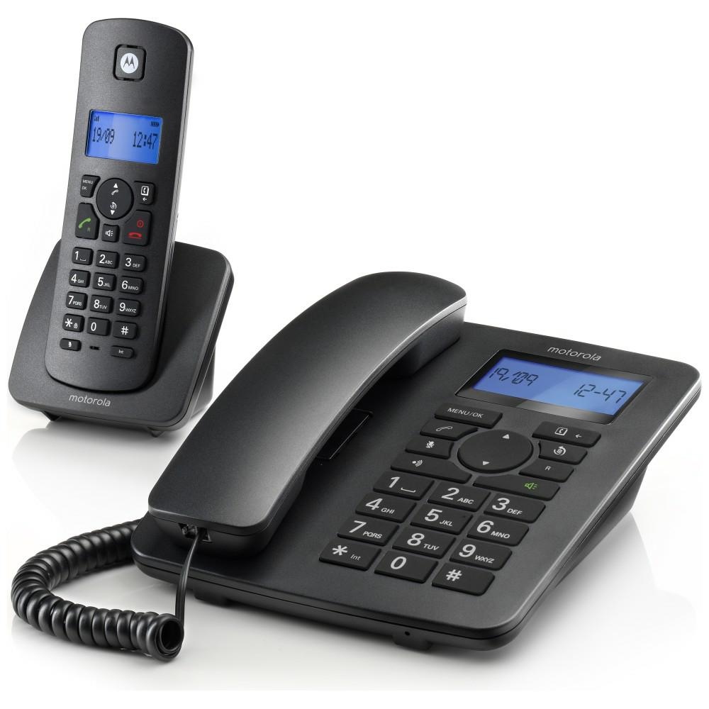 Telefon stacjonarny zestaw 2w1 bezprzewodowy przewodowy Motorola C4201
